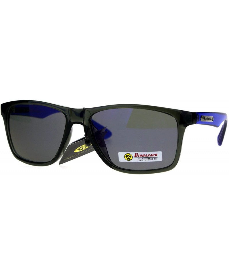 Sport Biohazard Mens Reflective Color Mirror Thin Plastic Sport Sunglasses - Black Blue - CC1872EIZ53 $8.23