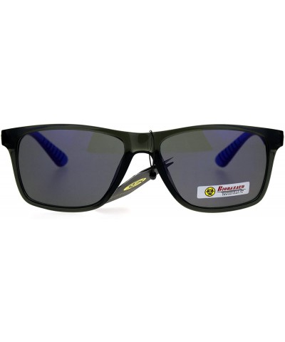 Sport Biohazard Mens Reflective Color Mirror Thin Plastic Sport Sunglasses - Black Blue - CC1872EIZ53 $8.23