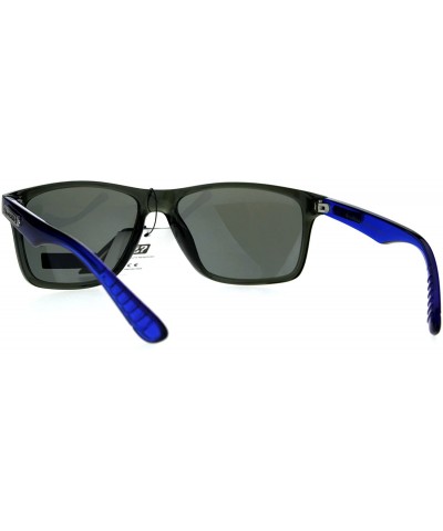 Sport Biohazard Mens Reflective Color Mirror Thin Plastic Sport Sunglasses - Black Blue - CC1872EIZ53 $8.23