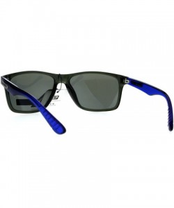 Sport Biohazard Mens Reflective Color Mirror Thin Plastic Sport Sunglasses - Black Blue - CC1872EIZ53 $8.23