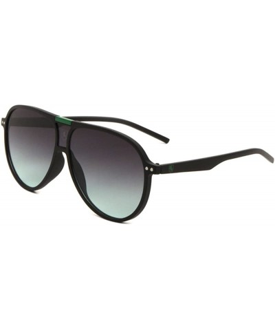 Aviator Retro Turbo Oversized Flat Top Aviator Sunglasses - Black & Green Frame - CS187DZNMY6 $13.70