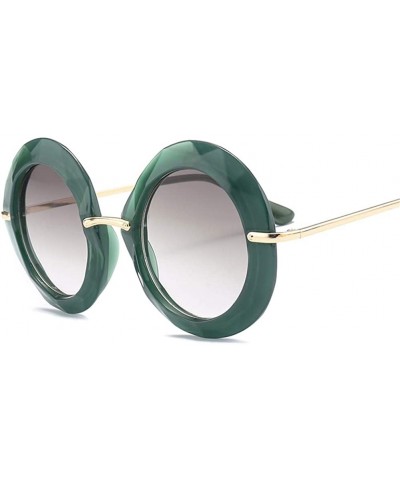 Round Large Circular Round frame Sunglasses trend Sun glasses for Stylish Women UV400 5710 - Green - C818AGGA7OW $20.58
