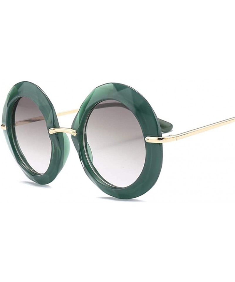 Round Large Circular Round frame Sunglasses trend Sun glasses for Stylish Women UV400 5710 - Green - C818AGGA7OW $8.03