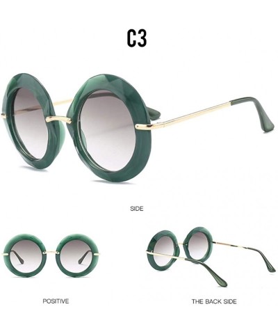 Round Large Circular Round frame Sunglasses trend Sun glasses for Stylish Women UV400 5710 - Green - C818AGGA7OW $8.03