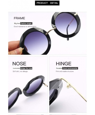 Round Large Circular Round frame Sunglasses trend Sun glasses for Stylish Women UV400 5710 - Green - C818AGGA7OW $8.03