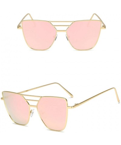 Rectangular Fashion Unisex Vintage Irregular Glasses Fashion Mirror Sunglasses - Pink - CR190O9Y8AT $12.97