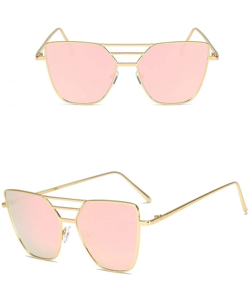 Rectangular Fashion Unisex Vintage Irregular Glasses Fashion Mirror Sunglasses - Pink - CR190O9Y8AT $12.97