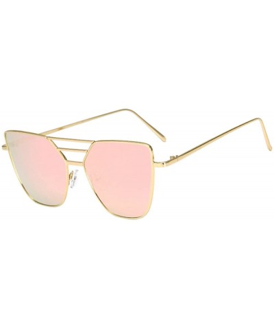 Rectangular Fashion Unisex Vintage Irregular Glasses Fashion Mirror Sunglasses - Pink - CR190O9Y8AT $12.97