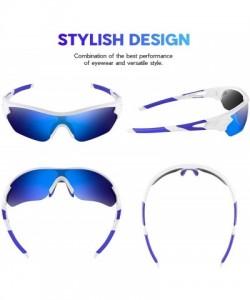 Sport Polarized Sunglasses Baseball Cycling Motorcycle - White Blue - CQ18QQ2W039 $24.94