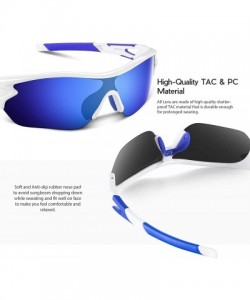 Sport Polarized Sunglasses Baseball Cycling Motorcycle - White Blue - CQ18QQ2W039 $24.94