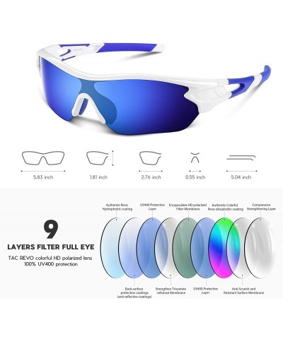 Sport Polarized Sunglasses Baseball Cycling Motorcycle - White Blue - CQ18QQ2W039 $24.94