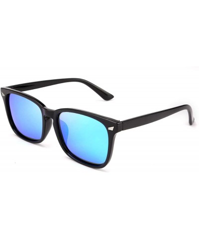 Square Square Horn Polarized Sunglasses Colorful Sunglasses for Men and Women B2568 - 02 Blue - CJ19607EG00 $14.24