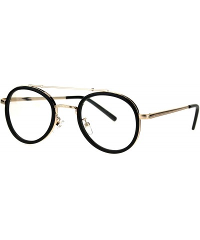 Round Vintage Victorian Round Double Frame Mens Clear Lens Eye Glasses - Shiny Black Gold - CQ12N37U8NC $7.99