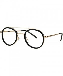 Round Vintage Victorian Round Double Frame Mens Clear Lens Eye Glasses - Shiny Black Gold - CQ12N37U8NC $7.99