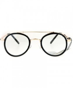 Round Vintage Victorian Round Double Frame Mens Clear Lens Eye Glasses - Shiny Black Gold - CQ12N37U8NC $7.99