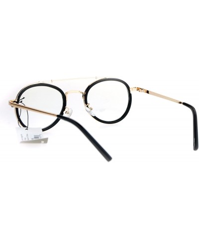 Round Vintage Victorian Round Double Frame Mens Clear Lens Eye Glasses - Shiny Black Gold - CQ12N37U8NC $7.99