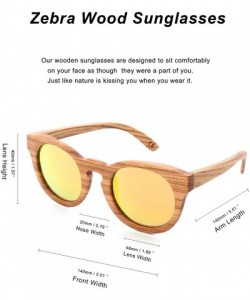 Wayfarer Polarized Round Sunglasses for Women Handmade Walnut Wood Glasses Vintage Mens Sun Shade with Bamboo Case UV400 - CH...