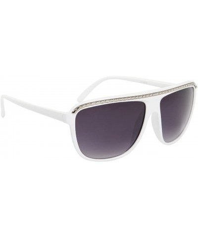 Aviator Large Aviator Style Sunglasses W/Silver Chain Lined Frame - White - CG11NY5G5YF $8.18