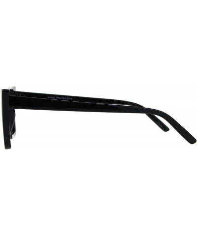 Cat Eye Womens Color Mirror Squared Flat Top Goth Cat Eye Sunglasses - Black Pink - CR189U6D3G6 $21.65