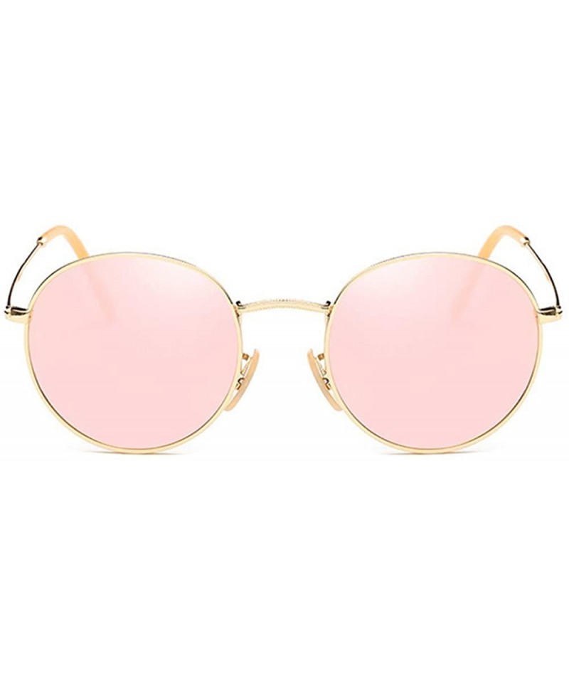 Sport Polarized Sunglasses Mens Driving Metal Oval Women UV400 Protection Dark Glasses - Gold Frame/Pink Polarized Lens - CO1...