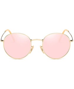 Sport Polarized Sunglasses Mens Driving Metal Oval Women UV400 Protection Dark Glasses - Gold Frame/Pink Polarized Lens - CO1...