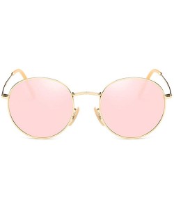Sport Polarized Sunglasses Mens Driving Metal Oval Women UV400 Protection Dark Glasses - Gold Frame/Pink Polarized Lens - CO1...