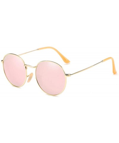 Sport Polarized Sunglasses Mens Driving Metal Oval Women UV400 Protection Dark Glasses - Gold Frame/Pink Polarized Lens - CO1...