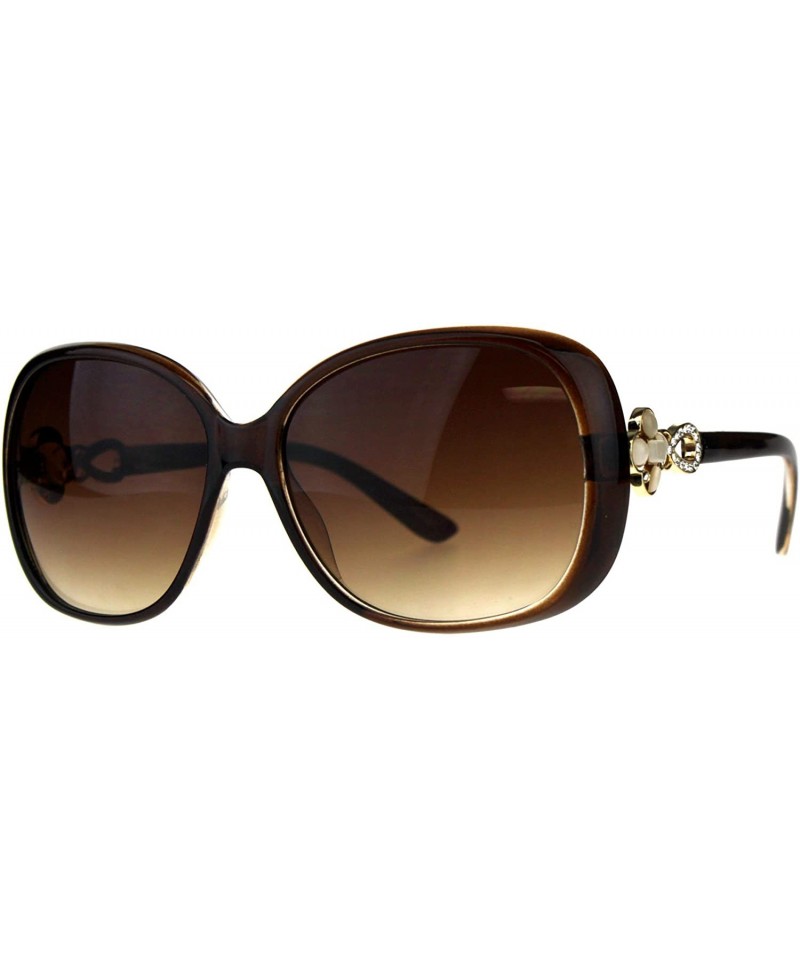 Square Womens Square Frame Sunglasses Classy Elegant Rhinestone Design - Brown (Brown) - CP18DK46DE9 $12.62