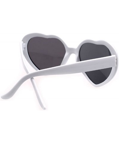 Cat Eye Women Fashion Oversized Heart Shaped Retro Sunglasses Cute Eyewear UV400 - White - CA12OBGCG00 $9.66
