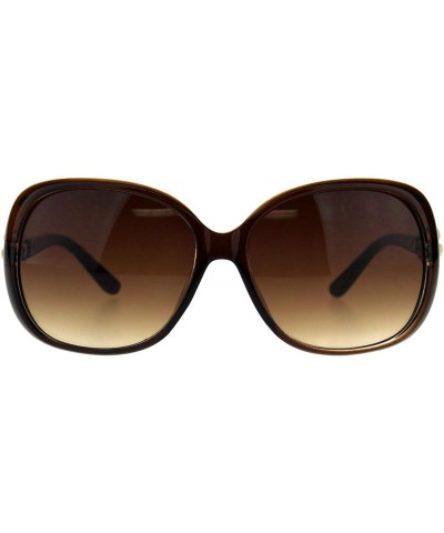 Square Womens Square Frame Sunglasses Classy Elegant Rhinestone Design - Brown (Brown) - CP18DK46DE9 $12.62