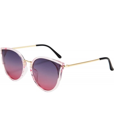 Round Fashion Polarized Sunglasses Women Cat Eye 100% UV400 Eyeglasses Anti Glare B7000 - Grey-pink Gradient - C5196DCXQZC $3...