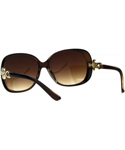 Square Womens Square Frame Sunglasses Classy Elegant Rhinestone Design - Brown (Brown) - CP18DK46DE9 $12.62