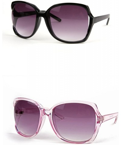 Oversized Retro Vintage Oversize Sunglasses P2143 - 2 Pcs Black/Gradientsmoke & Clearpink/Gradientsmoke - C611WV5BXMX $17.36