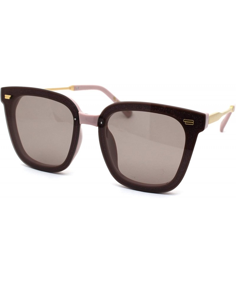 Rectangular Womens Panel Lens Boyfriend Horn Rim Chic Sunglasses - Pink Grey - C518WOUUH5U $10.18