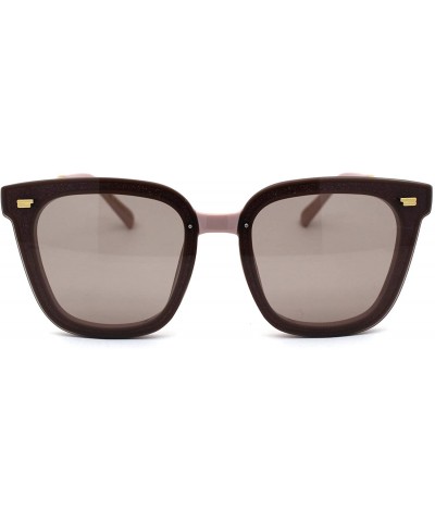 Rectangular Womens Panel Lens Boyfriend Horn Rim Chic Sunglasses - Pink Grey - C518WOUUH5U $10.18