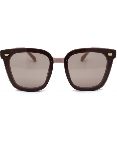 Rectangular Womens Panel Lens Boyfriend Horn Rim Chic Sunglasses - Pink Grey - C518WOUUH5U $10.18