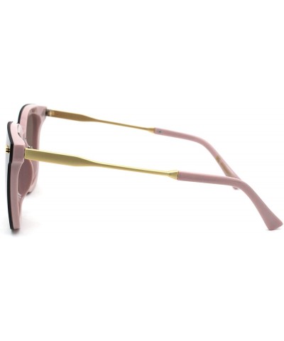 Rectangular Womens Panel Lens Boyfriend Horn Rim Chic Sunglasses - Pink Grey - C518WOUUH5U $10.18