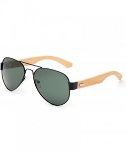 Oversized High Qaulity Polarized Sunglasses with Real Bamboo Arm Aviator Sunglasses Bamboo Sunglasses for Men & Women - C218E...