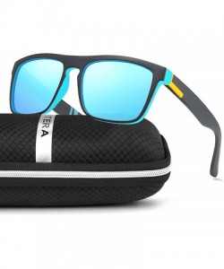 Wrap Polarized Sunglasses For Women Men Gradient Colors Designer UV Protection - Mattblack&blue - C718ASNU69S $11.68