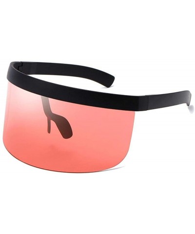 Oversized Fashion Sunglasses Women Men Goggle Sun Glasses Big Frame Shield Visor Windproof O44 - Black-red Pink - CY197A2IIC7...