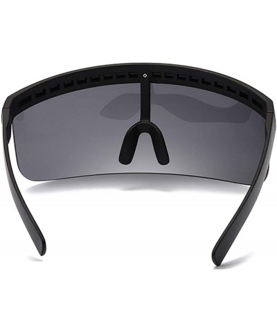 Oversized Fashion Sunglasses Women Men Goggle Sun Glasses Big Frame Shield Visor Windproof O44 - Black-red Pink - CY197A2IIC7...