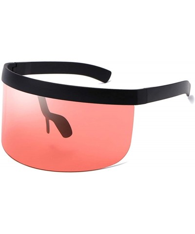 Oversized Fashion Sunglasses Women Men Goggle Sun Glasses Big Frame Shield Visor Windproof O44 - Black-red Pink - CY197A2IIC7...