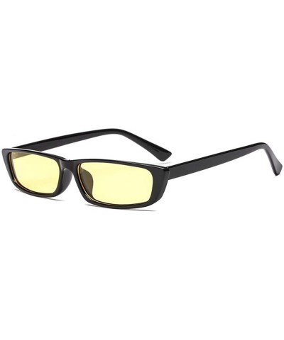 Oval Vintage Rectangle Small Frame Sunglasses Fashion Designer Square Shades for Women - Yellow - CC18G0TSGDE $22.41