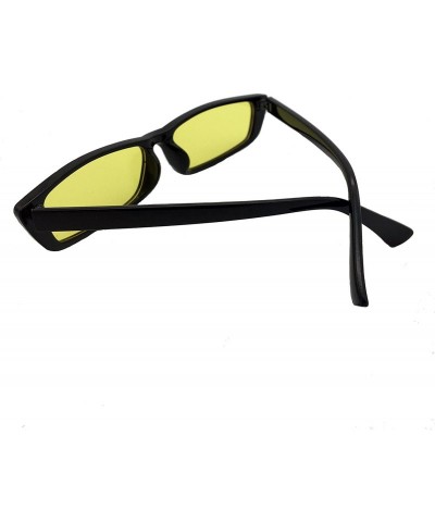 Oval Vintage Rectangle Small Frame Sunglasses Fashion Designer Square Shades for Women - Yellow - CC18G0TSGDE $8.17