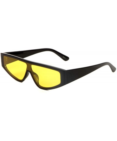 Shield Wide Flat Top Shield Sunglasses - Yellow - CJ1974IKOZ8 $17.12