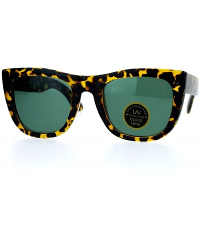 Rectangular Vintage Style Glass Lens Rectangular High Point Plastic Sunglasses - Tortoise Green - C3129SXCMVB $10.62