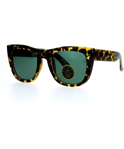 Rectangular Vintage Style Glass Lens Rectangular High Point Plastic Sunglasses - Tortoise Green - C3129SXCMVB $10.62