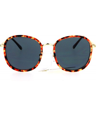 Square Retro Modern Fashion Sunglasses Womens Vintage Round Square Shades UV 400 - Orange Marble - CR185RWA6CL $14.34