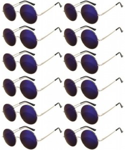 Round 12 Pack Small Round Retro Vintage Circle Style Sunglasses Colored Metal Frame - C11853CC4Z5 $19.72