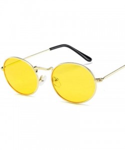 Oval Small Oval Mirror Sunglasses For Women Pink Luxury 2019 Men Brand Black - Yellow - CB18XE92MTM $20.40